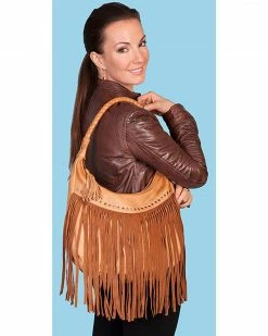 Scully Women's Fringe Hobo Bag Tan