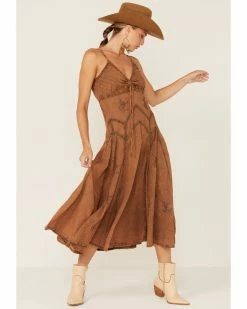 Scully Women's Long Spaghetti Strap Dress Copper