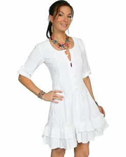 Scully Sweetheart Lace Up Back Dress For Women's White -Scully Shop 356G52 01 P1