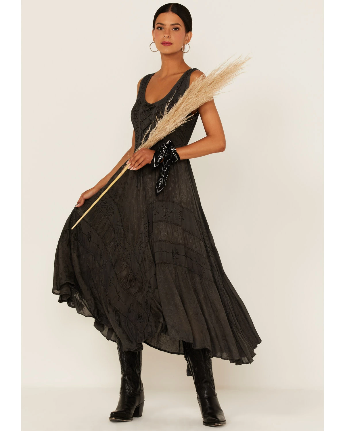 Scully Women's Lace-Up Jacquard Dress Black 8 Scully Women's Lace-Up Jacquard Dress Black - Image 7