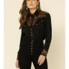 Scully Women's Floral Embroidered Long Sleeve Western Shirt Denim -Scully Shop 658137 89 P1