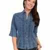 Scully Women's 3/4 Sleeve Blouse Dark Blue -Scully Shop 658D97 FZ P1